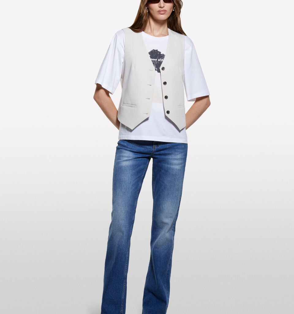 Gilet beige coupe slim - vestes et doudounes sans manches pour femme - Beige | Sisley image number 1